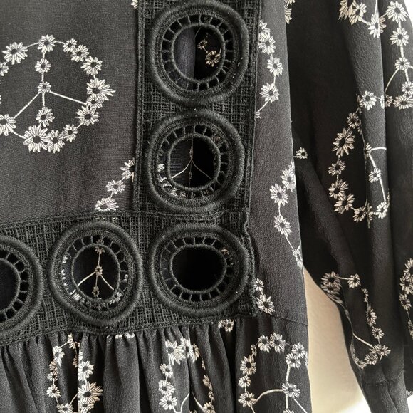 M/L Sandro 100% Silk Peace and Flowers Mini Dress - Picture 7 of 14